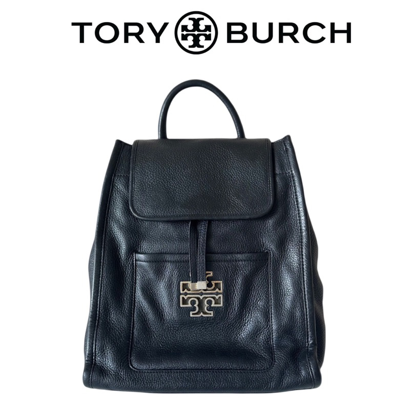 กระเป๋าเป้ Tory Burch Britten Backpack หนังแท้สีดำ มือสอง (แท้ 💯)