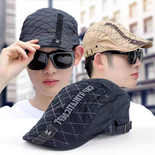 [พร้อมส่ง] หมวกติงลี่ (Flat Cap) สำหรับผู้ใหญ่ รอบหัว:58-62 cm. ด้านบนปักตัวอักษร หมวกเจ้าพ่อแนววินเทจ หมวกแฟชั่นผู้ชาย