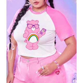 ลิขสิทธิ์แท้ 💯 ป้ายครบ 💖 เสื้อครอปพลัสไซส์ เสื้อยืดพลัสไซส์  care bears แคร์แบร์ plus size สาวอวบ เสื้อบิ๊กไซส์ Big size