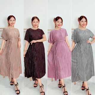 ชุดพลีท New collection  Premuim Pleated Dress ชุดพลีทพรีเมียร์ม ชุดพลีทเรียบหรู ชุดสาวอวบชุดเดรสคุณแม่ชุดเดรสยืดOversize