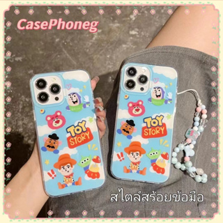 🍑CasePhoneg🍑ป้องกันการหล่น ขอบเต็ม iPhone 11 14 pro max การ์ตูน ทอย สตอรี่ สไตล์สร้อยข้อมือ case for iPhone 12 13