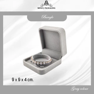 กล่องกำมะหยี่ Premium Jewelry Box สีเทา กล่องใส่เครื่องประดับ