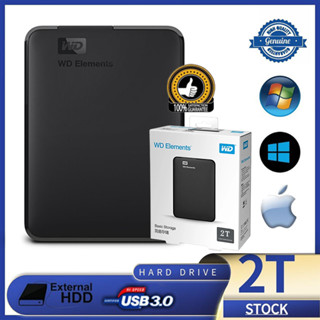 จัดส่งภายใน 24 ชั่วโมง ! External Hard Drive WD HDD 2TB External Harddisk ฮาร์ดดิสก์แบบพกพา Basics Storage