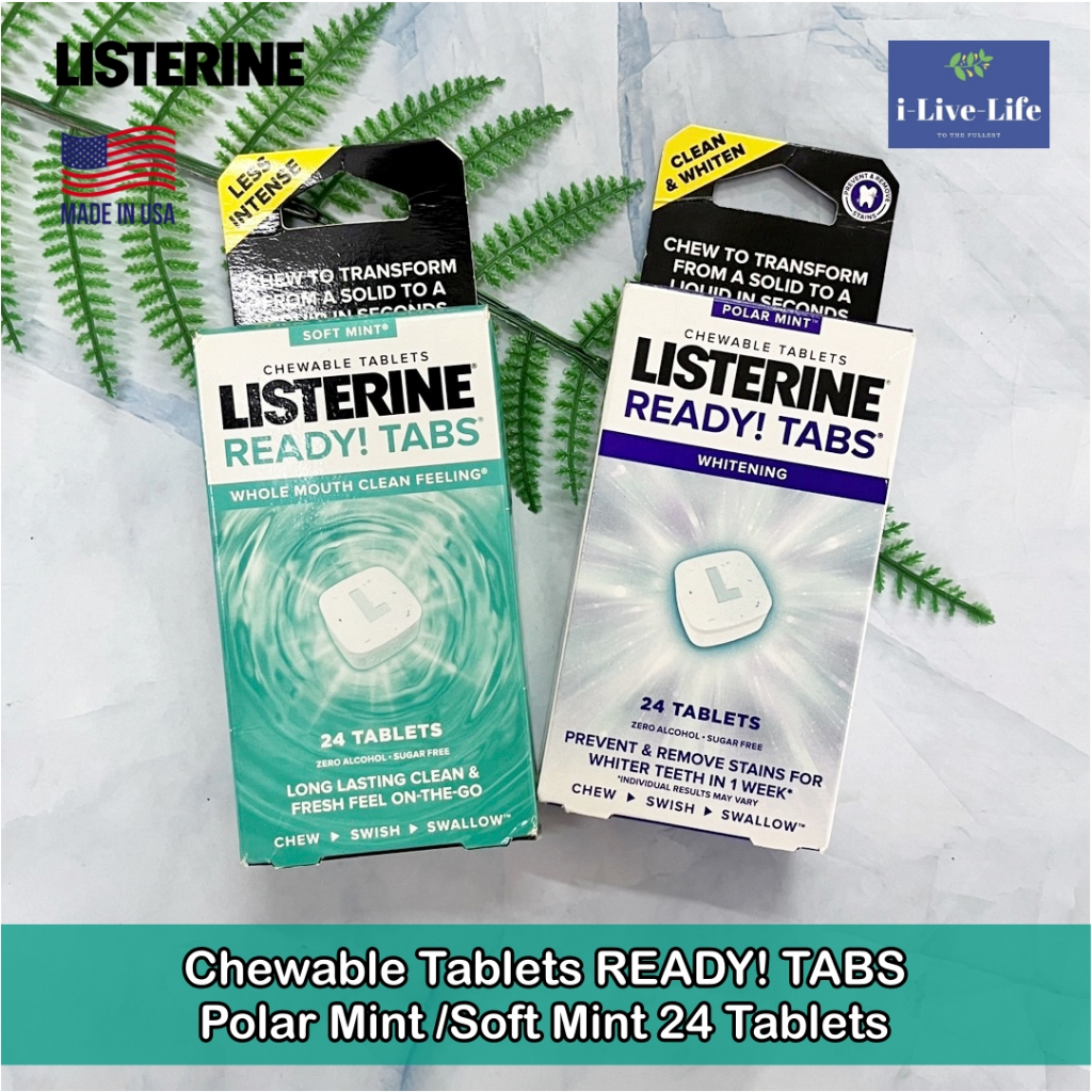 ลิสเตอรีน น้ำยาบ้วนปาก แบบเม็ดเคี้ยว ลดกลิ่นปาก READY! TABS® Chewable Tablets 8 Tablet - Listerine