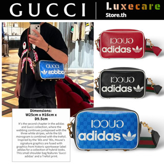กุชชี่👜GUCCI x adidas joint models สุภาพสตรี/กระเป๋าสะพายไหล่/กระเป๋าแมสเซนเจอร์/กระเป๋ากล้อง/กระเป๋าคลัช