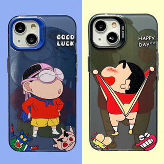 💖New💖iPhone 14 13 12 11 Pro Max เคส for เคสไอโฟน11 แฟชั่น บางเบาพกพาง่าย เรียบง่าย เนื้อฝ้า การ์ตูน เครยอนชินจัง Case