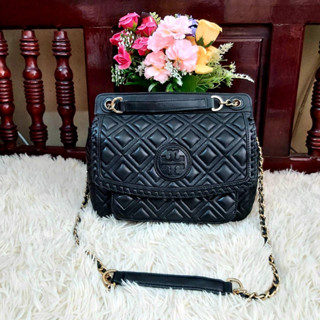 กระเป๋าสะพาย Tory Burch แท้💯% มือสอง หนังแกะ Tory Burch Marion Quilted Saddle อะไหล่ทอง สภาพดีสวยกริบ