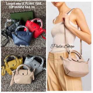 กระเป๋าสะพายหนังแกะ ขนาดมินิ XS ลองชอม L.C LE PLIAGE CUIR TOP HANDLE BAG 001/005