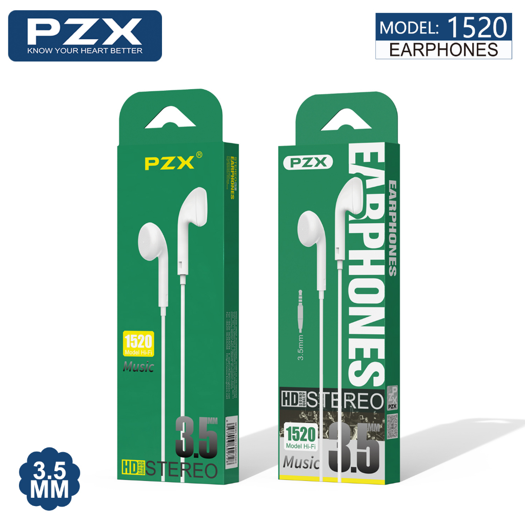 ?หูฟัง PZX1520 1521?หูฟังแบบมีสายEarphones เสียงดี คุณภาพดี พร้อมไมโครโฟน แบบแจ๊ค3.5มม