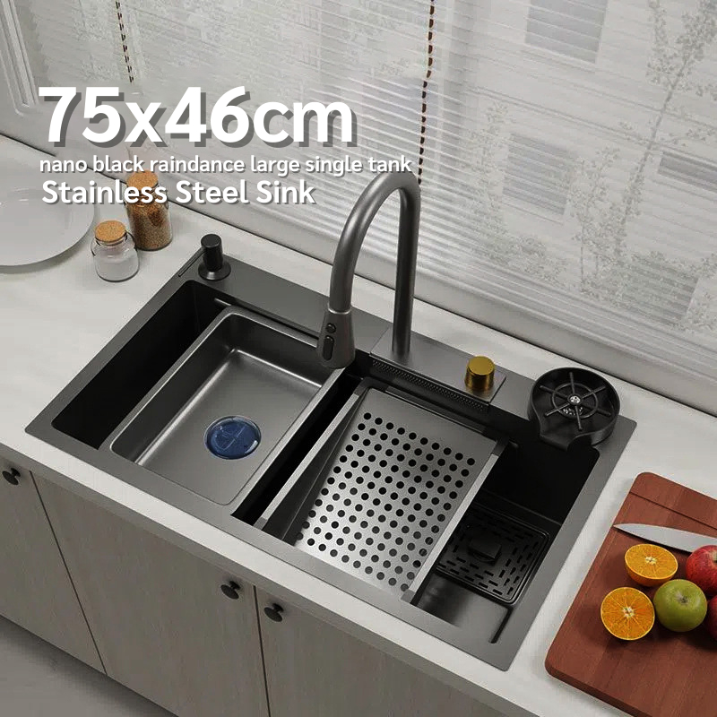 Forward ซิงค์ล้างจาน อ่างล้างจาน สแตนเลสเคลือบนาโนสีดำ ขนาด75×46ซม. อุปกรณ์ครบ black stainless steel sink รุ่น HM202211 ราคา ถูกที่สุด ดีลบีเคเค แกลเลอรีภาพที่ 9