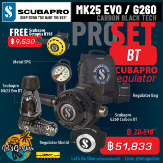 SCUBAPRO🚩MK25 EVO BT + G260 Carbon Black Tech Set [[ HIGH10SE ลด 1999บ.]] - อุปกรณ์หายใจดำน้ำ - 1stage+Reg+Oct+Gauge