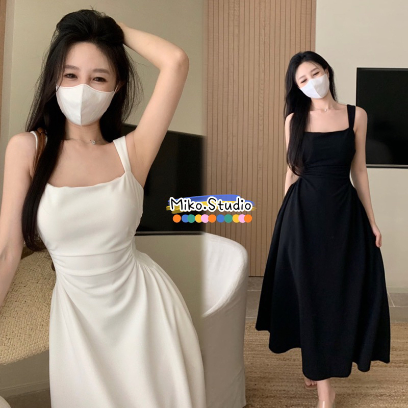 Miko พร้อมส่ง ชุดเดรส กระโปรงยาว ทรงเอ เอวแคบ ชุดขาว/ชำดำ ใส่แล้วดูผอม เข้ารูป ชุดไปทะเล สําหรับผู้หญิง