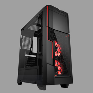 AZZA ( เคสคอมพิวเตอร์ พร้อมพัดลมไฟสีแดง 2 ตัว ) AZZA CRIMSON 211G ATX MID TOWER GAMING CASE