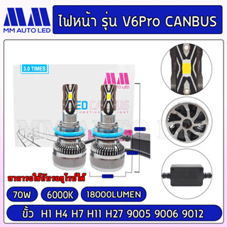 ไฟหน้าLED V6P Canbus (รับประกัน 1ปี 70W 6000K 18000LM )