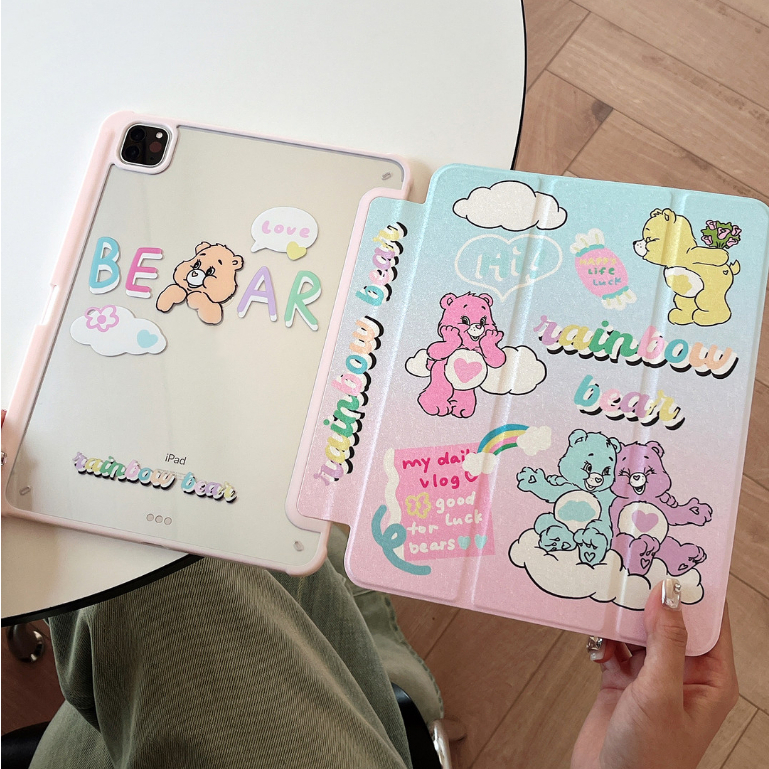 พร้อมส่ง เคสไอแพด Air6 Gen9 Air5 10.9 Care Bears ช่องใส่ปากกาขวา Acrylic เคส ipad Pro 11 mini7 air4