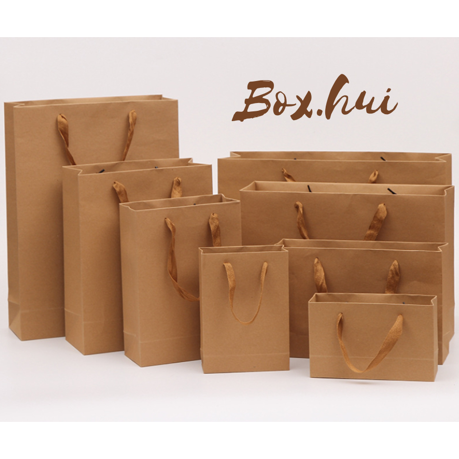 ⚡พร้อมส่ง⚡8H ถุงกระดาษคราฟท์ หูหิ้ว ถุงใส่เสื้อผ้า  สินค้าโกดังไทย สีนำ้ตาล