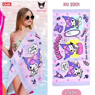 "ของแท้ 100%" Sanrio ผ้าขนหนู Kuromi KU-2301 ขนาด 27x54 นิ้ว