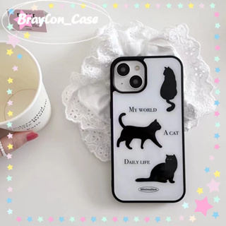 🌷Braylon🌷ขอบเต็ม ป้องกันการหล่น iphone 11 14 pro max การ์ตูน ลูกแมว ขอบดำ ความคิดสร้างสรรค์ case for iPhone 12 13