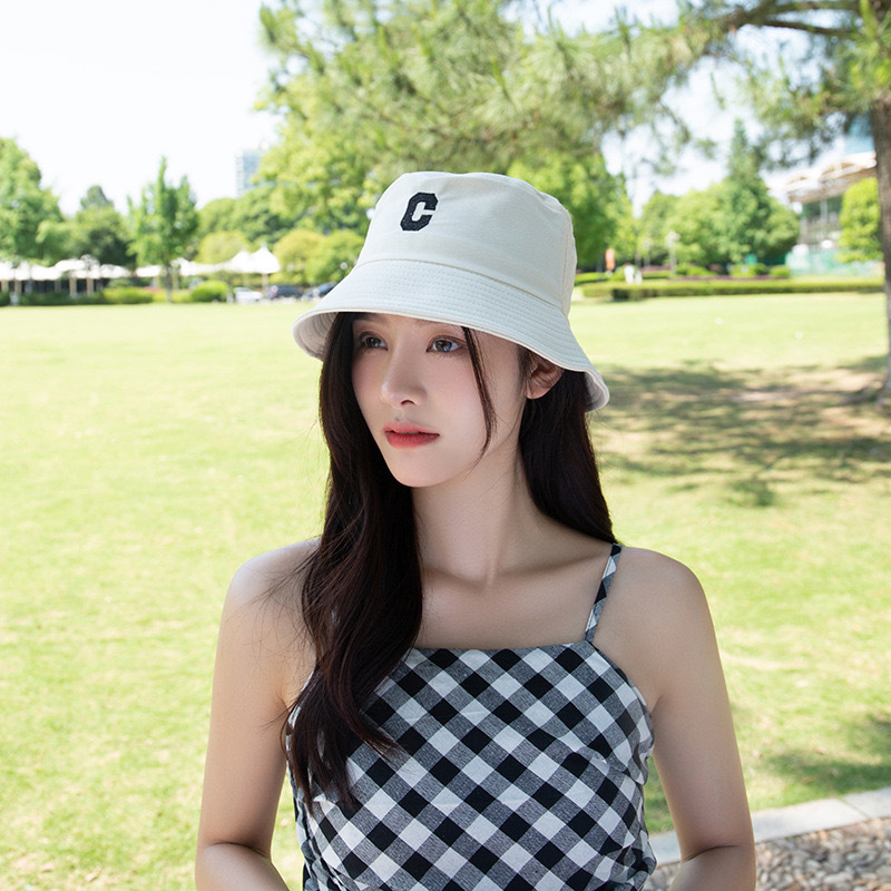 หมวกบักเก็ตสีพื้นแฟชั่น หมวกบักเก็ตรุ่นใหม่23ปักตัวC รูปที่ 5