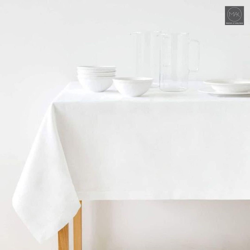 ผ้าปูโต๊ะ สีขาว/ครีม สไตล์มินิมอล อย่างดี ผ้าคลุมโต๊ะ