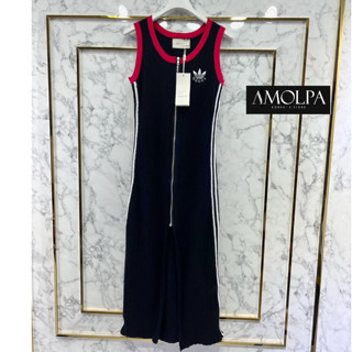 MAXI DRESS KNIT เดรสยาว เดรสกล้าม ซิปหน้ายาว ปักLOGO อดิดาส