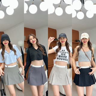 !NEW ARRIVALS! กระโปรงเทนนิส ทรง MINI SKIRT *ดีเทลขอบขาว หูเข็มขัด เอวต่ำ* ด้านหลังเป็นกระโปรงค่า*