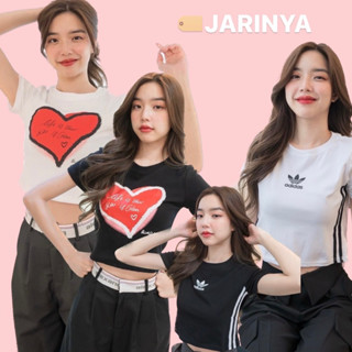 🌷JARINYA เสื้อครอปแขนสั้น เนื้อผ้าเกรดดี ทรงพอดีตัว เสื้อผ้าผู้หญิง