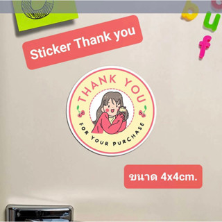 Sticker Thank you สติกเกอร์ขอบคุณ ลายน่ารักสุดๆ ขนาด 4x4cm. (1แผ่นได้24ตัว)