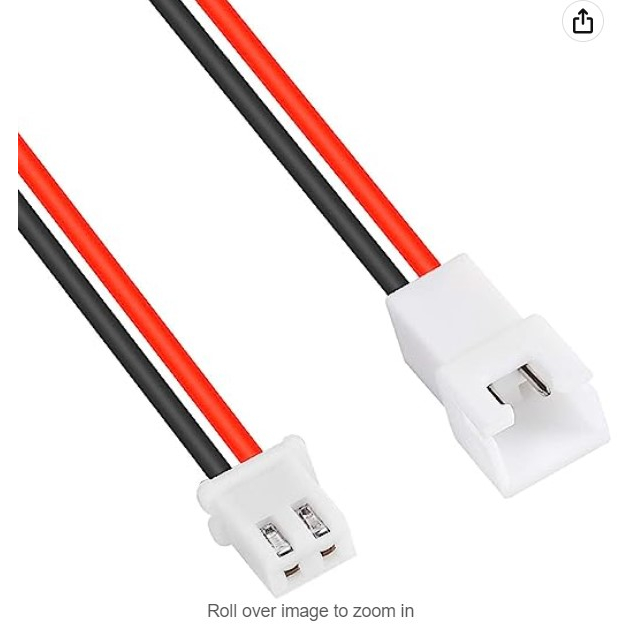 ข้อต่อสายไฟ 2ขา JST mm Pitch 2 PinXH 2.54 Male and Female Jack Wire Cable Connector Length 20cm 24AWG