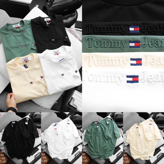 เสื้อยืดคอกลมแขนสั้นพิมพ์ลาย T▲MMY H▲LFIGER 🏷️งานป้ายผ้าcotton