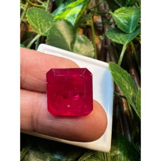 lab Ruby 13x13 mm square shape 15 carats