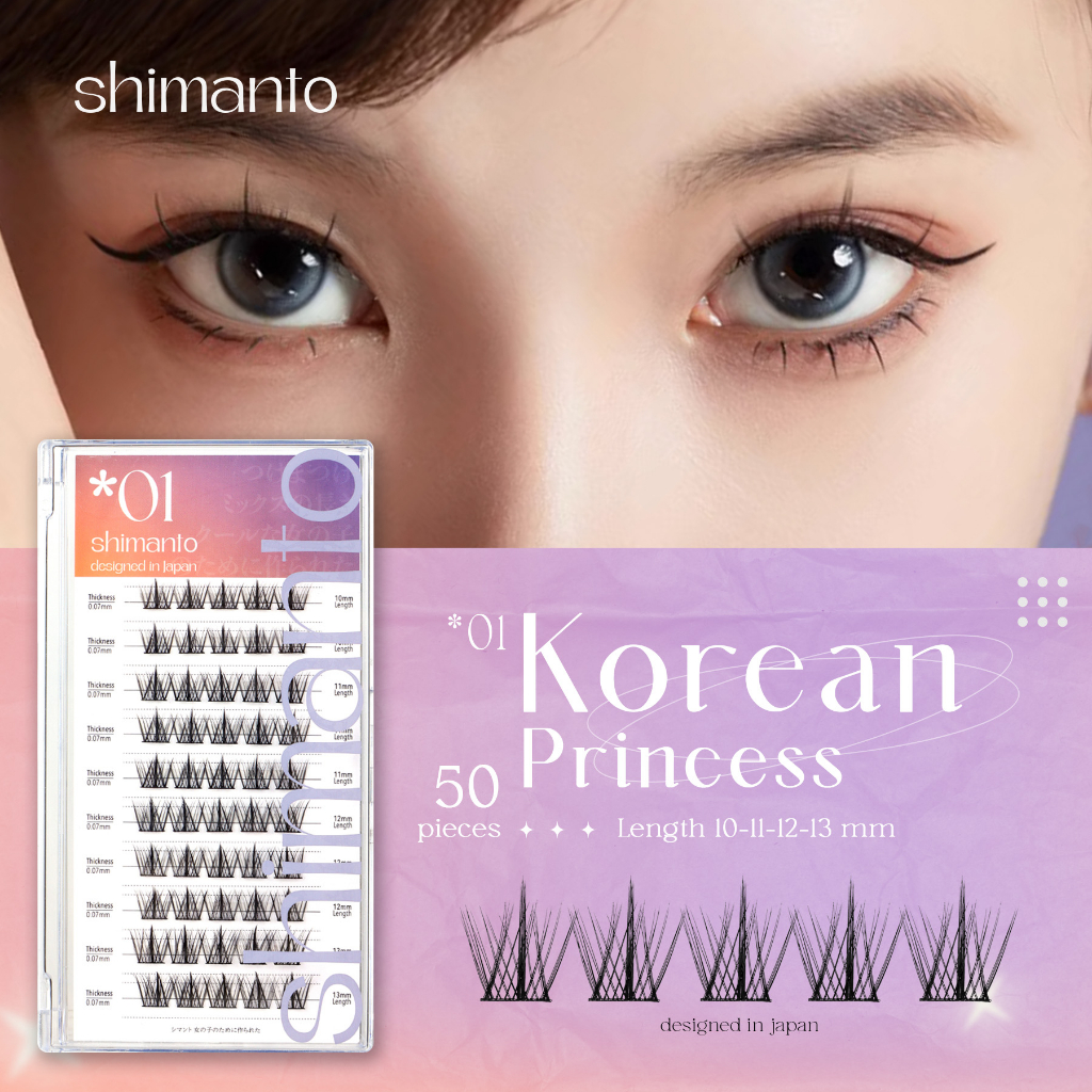 Shimanto ขนตาปลอม รุ่น Korean Princess ดีไซน์เกาหลี ธรรมชาติเนียนสวยไปกับขนตาจริง บรรจุ 50 ชิ้น