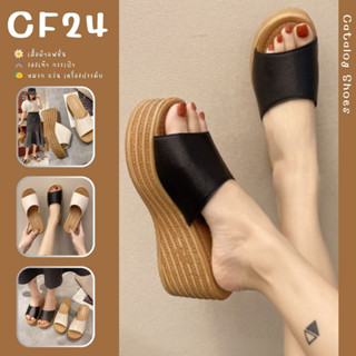 ꕥCatalog shoesꕥ รองเท้าส้นตึกสูง 7 cm คาด 2 สี สไตล์เรียบๆ เบอร์ 35-40