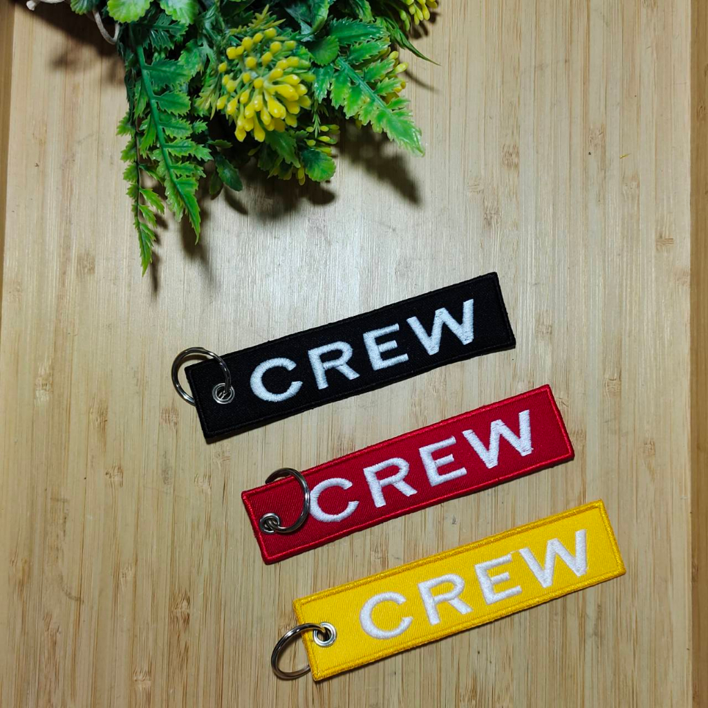 พวงกุญแจ แท็กแขวนกระเป๋า Keychain ปัก CREW ทั้ง 2 ด้าน