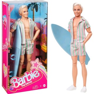 Barbie The Movie - Ken Beach Set ตุ๊กตาเคนใส่ชุดชายหาดลายทางสีพาสเทล รุ่น HPJ97