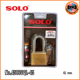 SOLO แม่กุญแจแบบคล้องโซโล ชนิดห่วงยาว สีทอง รุ่น 4507SQL-45