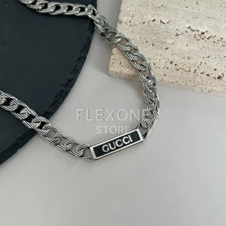 สร้อยคอ Gucci Logo Enamel Necklace เงินแท้