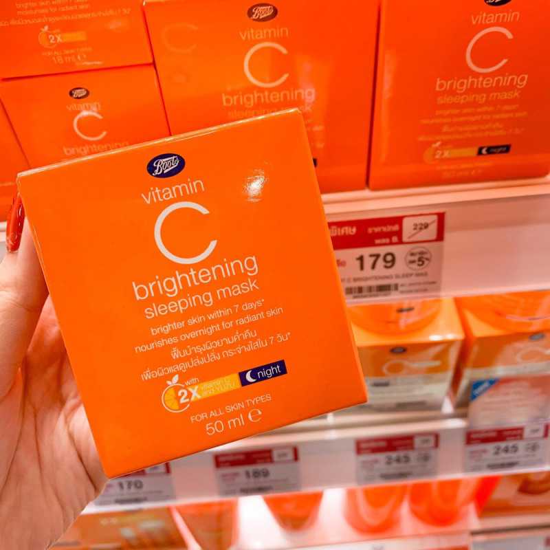 เฉพาะกลางคืนรีบตำ Boots vitaminc brightening sleeping mask 50ml และ 18ml