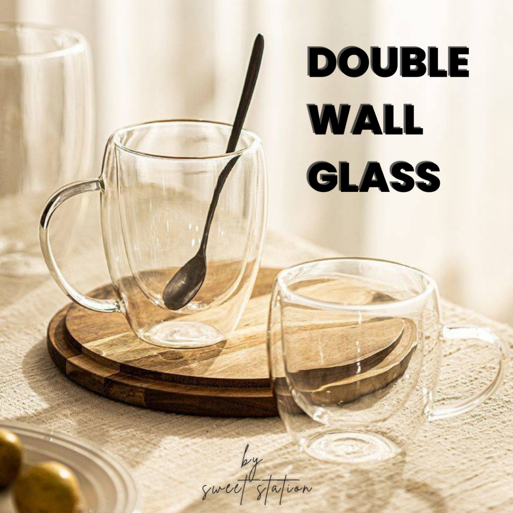 แก้วน้ำ สองชั้น Double Wall Glass มีหลายปริมาณ 80-400ml. แก้ว2ชั้น แก้วสองชั้นมีหลายแบบ มีผนังสองชั้น สวย