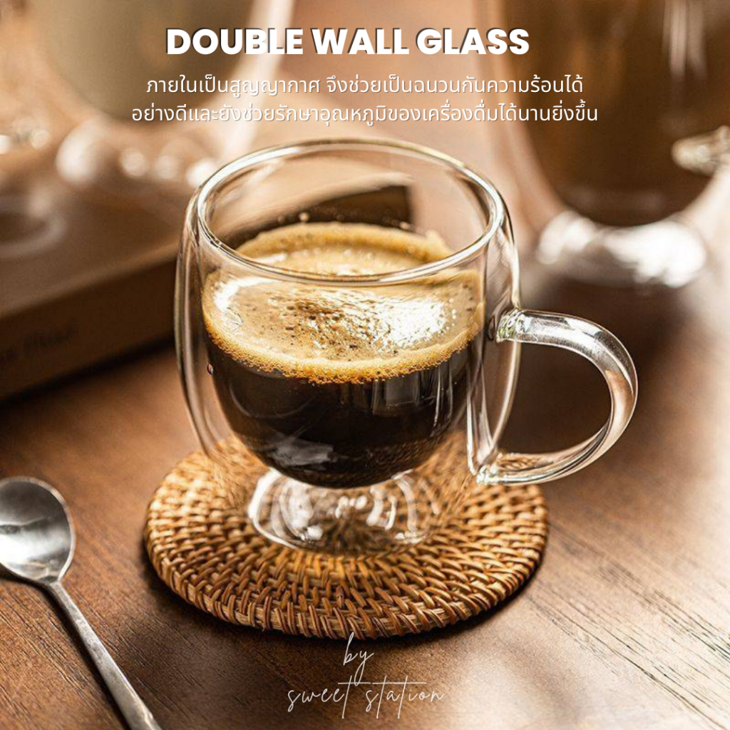 แก้วน้ำ สองชั้น Double Wall Glass มีหลายปริมาณ 80-400ml. แก้ว2ชั้น แก้วสองชั้นมีหลายแบบ มีผนังสองชั้น สวย