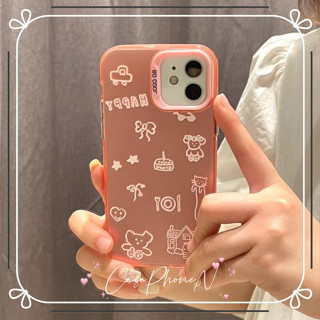 🔥สไตล์ใหม่🔥เคสไอโฟน iphone 11 14 Pro Max น่ารัก หวานสวย สีชมพู การวาดเส้น เคส iphone 12 13 Pro Case for iPhone