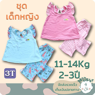 ชุดเด็กผู้หญิง👗เสื้อ+กางเกงขายาวมีโบว์🌷ไซส์ 3T (2-3 ปี/ 11-14กก.)🌷