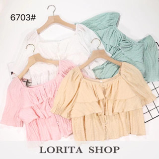 เสื้อครอป คอเปิดหลัง งานป้ายพร้อมส่ง