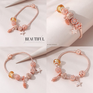 A33 สร้อยข้อมือ BEAUTIFUL Rose gold ต้นคริสต์มาส ดวงดาว ไม่ลอก ไม่ดำ สายปรับไม่ได้ จัดส่งทุกวัน