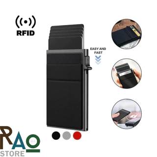 RAO Store กระเป๋าใส่บัตรเครดิตรุ่นslim มีระบบ RFIDป้องกันการโจรกรรม กล่องเก็บบัตร5-6ใบ เป๋าใส่บัตร กระเป๋าสตางค์ผู้ชาย