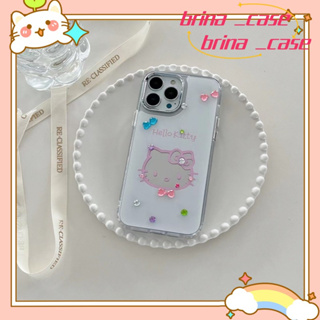 ❤️ส่งของขวัญ❤️ เคสไอโฟน 11 12 13 14 Pro Max HelloKitty ความนิยม การ์ตูน พื้นผิวกระจก น่ารัก Case for iPhone ป้องกันการตก