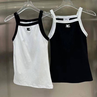 COURREGE COTTON TANK TOP มาแรง เสื้อยืด สายเดียว ผ้าสวย ดีไซน์เกร๋ งานสวย ผ้าดี