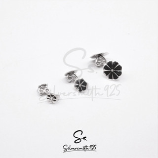 [ราคา/คู่] แป้นต่างหูเงินแท้ 925 แป้นต่างหูดอกไม้ ขนาด 5mm 6…