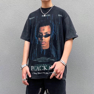 เสื้อยืดโอเวอร์ไซส์ xxxtentacion เสื้อผ้าแฟชั่น สตรีท y2k อปป้า เกาหลี