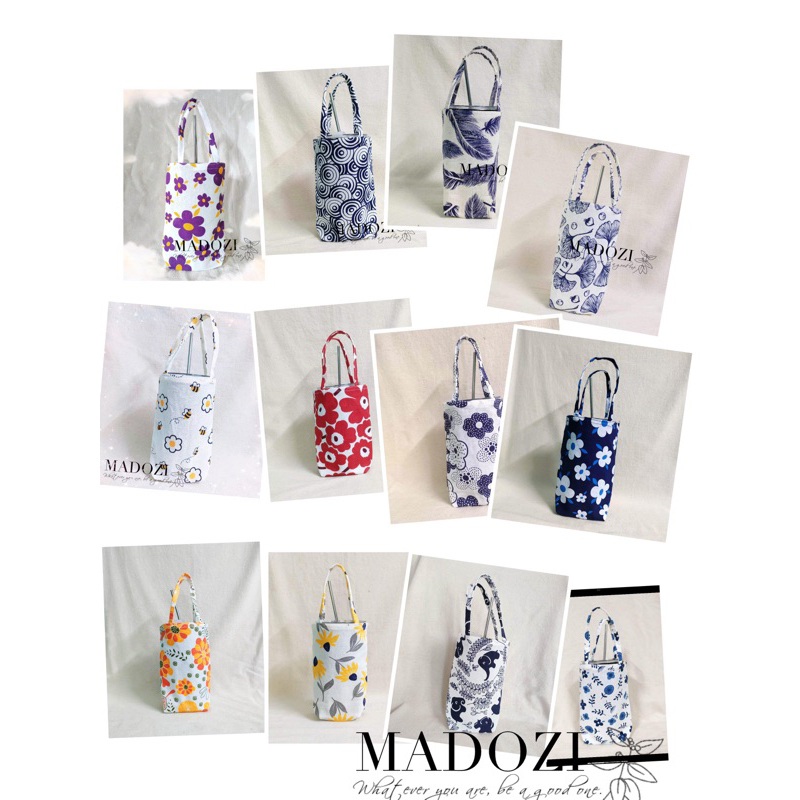 กระเป๋าใส่แก้วน้ำ  กระเป๋าอเนกประสงค์ใบเล็ก ❤️แบบผ้าฝ้ายพิมพ์ลายราคาส่ง 50-100 ใบ สั่งครั้งละ 1 ออเดอร์